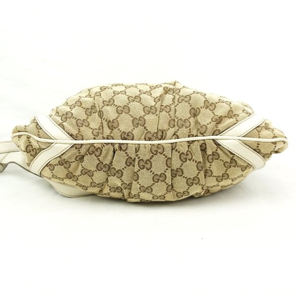 Vintage Gucci GG Supreme Abbey Shoulder Bag In Beige & White w/ Silver Hardware - Picture 6 of 14